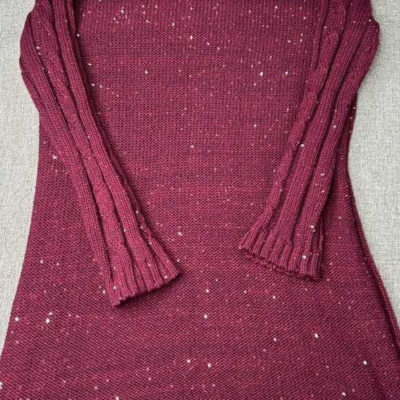 Cremieux Sweater Top Women's Small Round Neck Maroon w/ Gold Sequins NWT - Picture 13 of 13